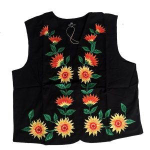 Vestă din bumbac cu broderie - Floarea Soarelui - L/XL