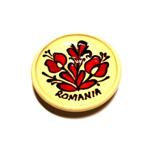Magnet - Mini farfurie din ceramică românească, lucrată manual - roșie