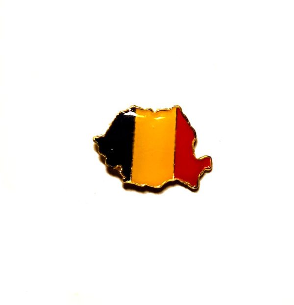 Insignă din metal - harta României cu tricolor