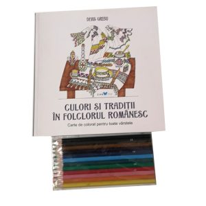 Culori și tradiții în folclorul românesc - carte de colorat și creioane colorate