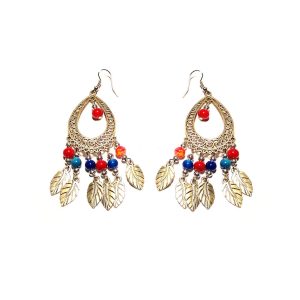 Cercei din metal gri cu sfere multicolore, pentru echilibru