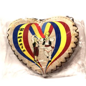 Portofel în formă de inimă, cu steagul României