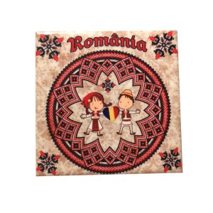 Placă ceramică cu motive tradiționale românești