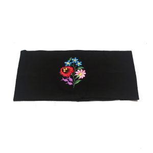 Bentiță elastică, neagră, cu flori brodate