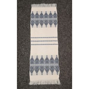Ștergar tradițional alb cu modele bleumarin