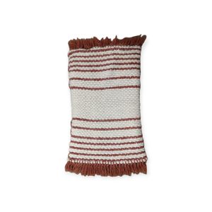 Pernă îmbrăcată în lână bej și roșu