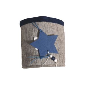 Coșuleț din material textil, albastru și gri