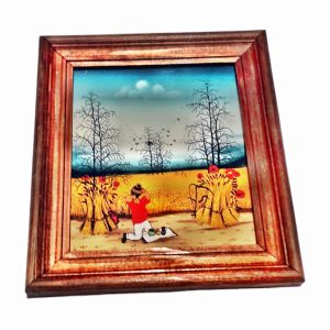 Tablou vintage, pictat pe sticlă - vara