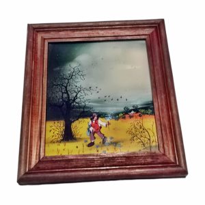 Tablou vintage, pictat pe sticlă - primăvara